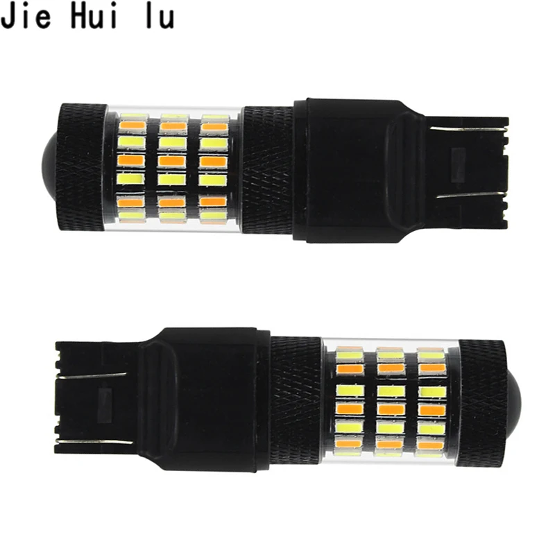 2 шт. 1157 3157 7443 4014 60 SMD Янтарный/белый 60LED 12В 600лм 3 6 Вт светильник с поворотным