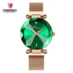 Chenxi Лидирующий бренд огранка камня геометрические часы наручные часы женские Роскошные Кварцевые часы ЖЕНСКИЕ НАРЯДНЫЕ часы женские Relogio