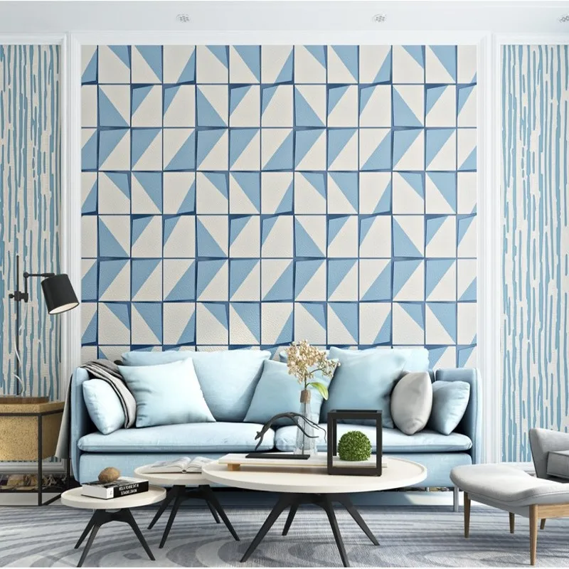 

Free Shipping Square lattice deer velvet pattern nonwoven fabric wallpaper bedroom living room TV background wallpaper