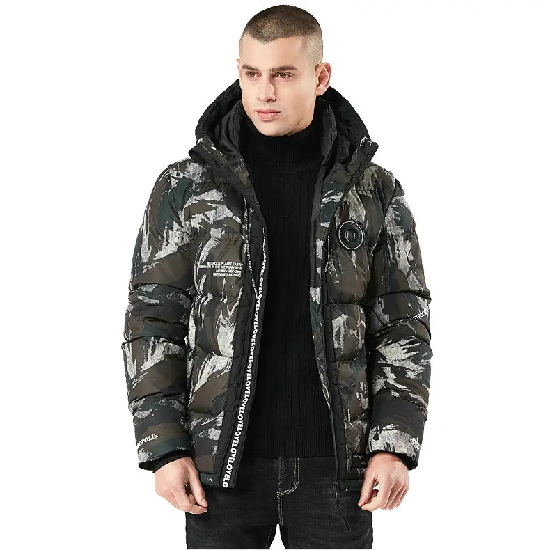 Камуфляжная мужская зимняя куртка, Толстая теплая парка с капюшоном, ветровка, уличная камуфляжная повседневная мужская зимняя куртка