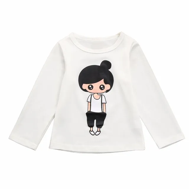 Child Infant Kid Girls Solid Cartoon Printing Tops Blouse T-shirt Outfit Clothes Kids Clothing Sets Fashion Children Girl Set