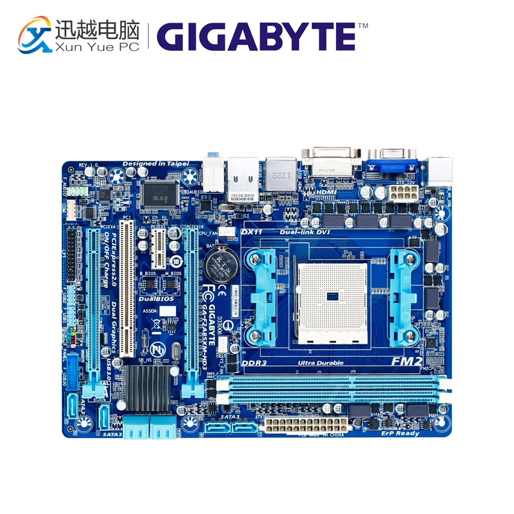 Gigabyte GA-F2A85XM-HD3 Desktop Motherboard F2A85XM-HD3 A85X Socket FM2 DDR3 SATA3 USB3.0 Micro ATX Gigabyte GA-F2A85XM-HD3 Desktop Motherboard F2A85XM-HD3 A85X Socket FM2 DDR3 SATA3 USB3.0 Micro ATX