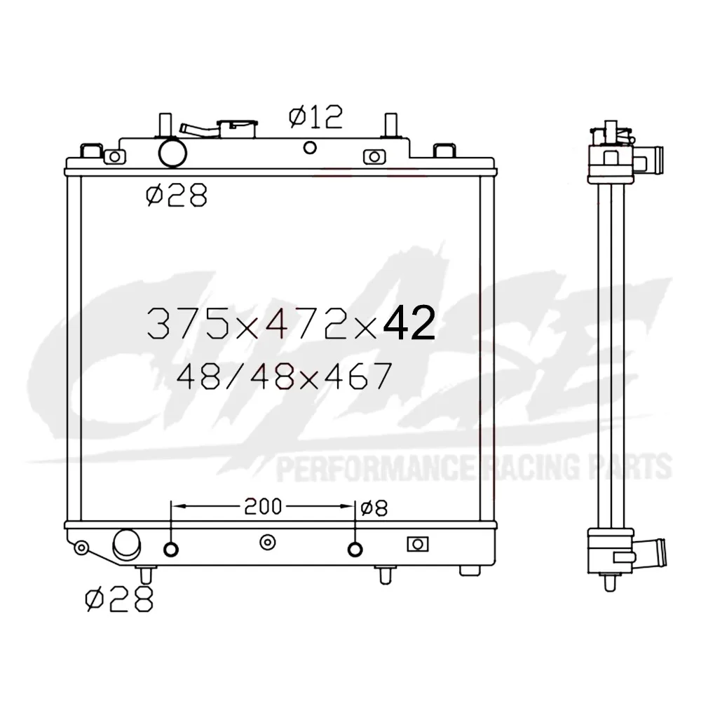 Алюминиевый радиатор для DAIHATSU YRV K3-VET 1,3 GTTi TURBO '2000-2005 AT MT 42 мм OE: 16400-97407-000