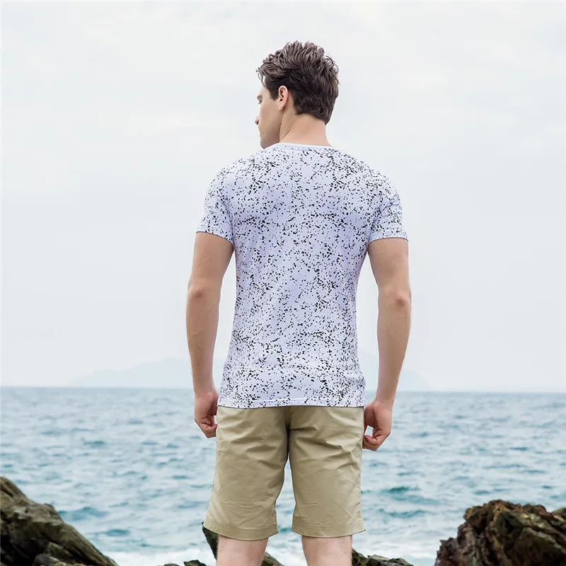 FREDD MARSHALL Brand Men T-shirts 2018 New Men\'s Cotton V Neck Short Sleeve Words Polka Dot Print Fashion Tee Shirt Tops Clothing  (1)