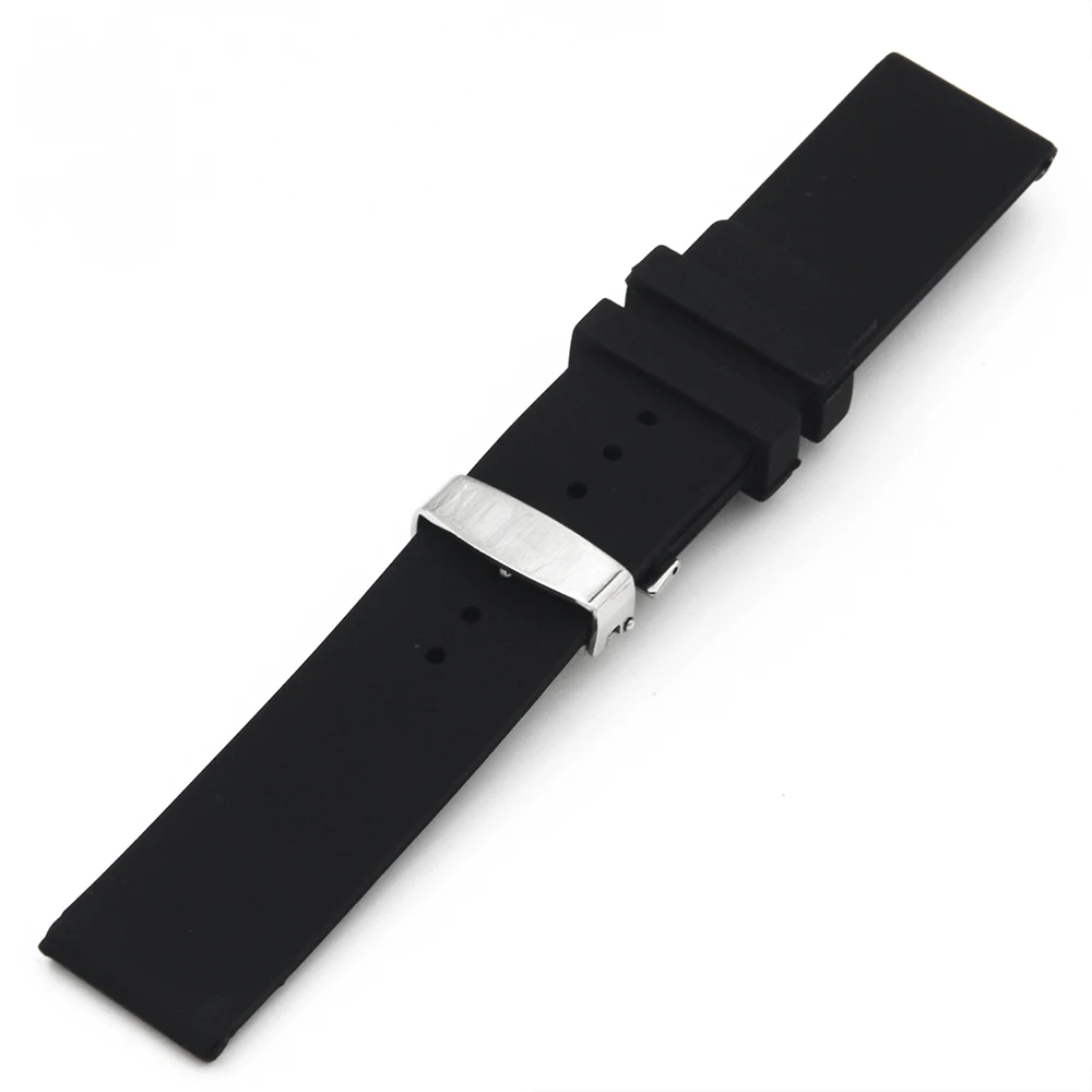 Силиконовый резиновый ремешок для часов 20 мм 22 мм для часов Rolex скрытая застежка на запястье петля ремень браслет черный + Весна Бар +