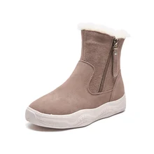 Женские ботильоны; коллекция года; зимние женские ботинки из натуральной кожи; короткие плюшевые женские теплые зимние ботинки; женские ботинки