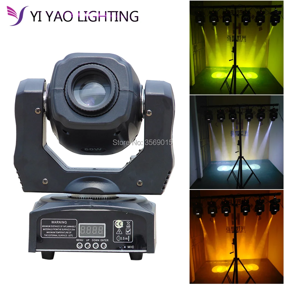 

Mini dj moving head light 60w gobos pocket spot light rgbw 4in1 dmx512 control digital display for stage dj light