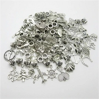 

Wholesale Mix 120pcs Tibetan Silver Charm European pendant fit for Bracelets Necklace DIY Metal Jewelry Making