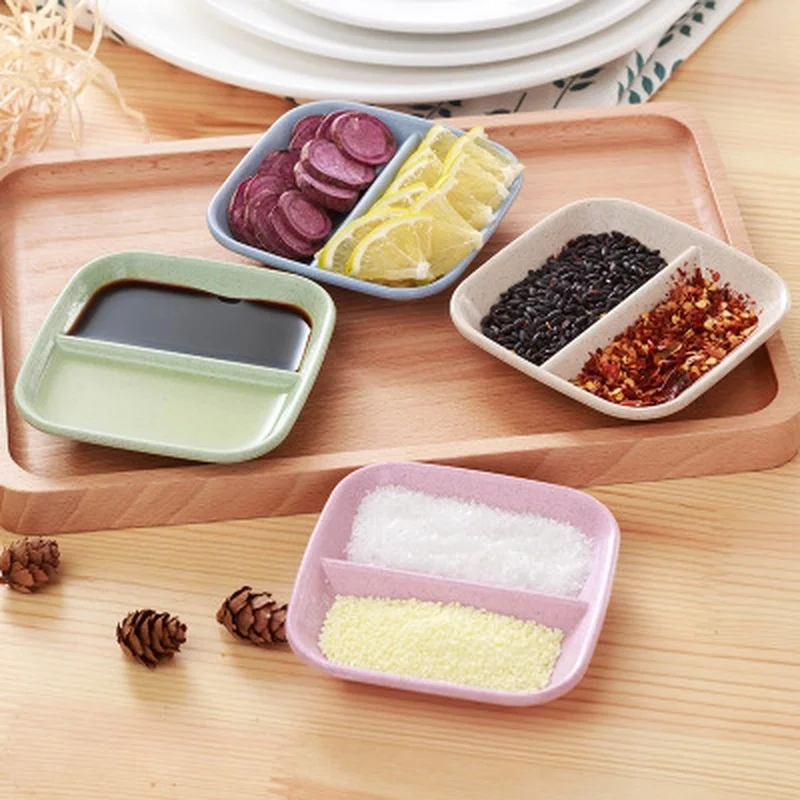 

Wheat Straw Seasoning Dish Multi-purpose Drain Dish Calvings Sauce Vinegar Tableware Dinner Plates Sauce Dip Dish