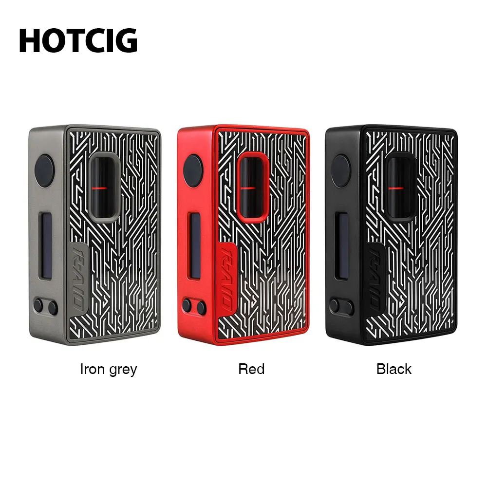 

New Hotcig R-AIO TC Box MOD E-cigarette Vape 80W Output & 0.9 Inch Full Screen Display 0.8ms Firing Speed No 18650 Battery Mod