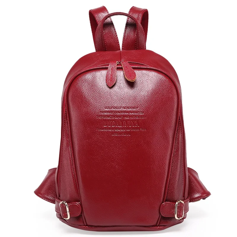 Женский рюкзак из натуральной кожи, женские рюкзаки для девочек-подростков, Студенческая школьная сумка, Женская дорожная сумка, Mochila Bolsa, высокое качество - Цвет: Красный