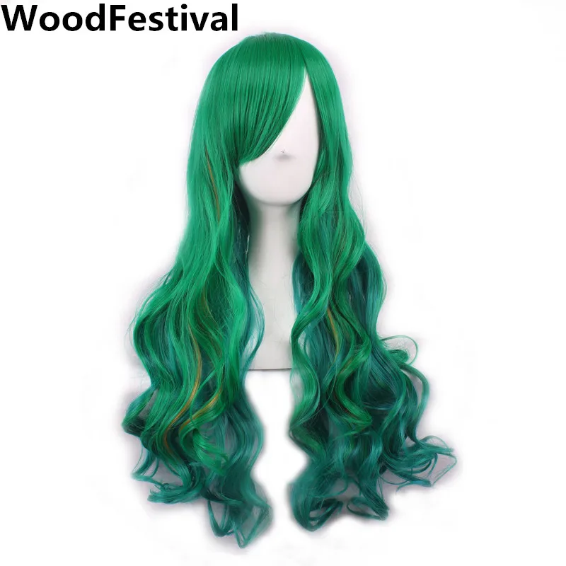 

mixed color wigs red black long wavy wig heat resistant synthetic wigs hair for women multicolour wig lolita green WoodFestival