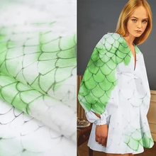 Рыбные весы пряжа Eugen печать Шелковая Ткань шелковая ткань для одежды передовые пользовательские ткани