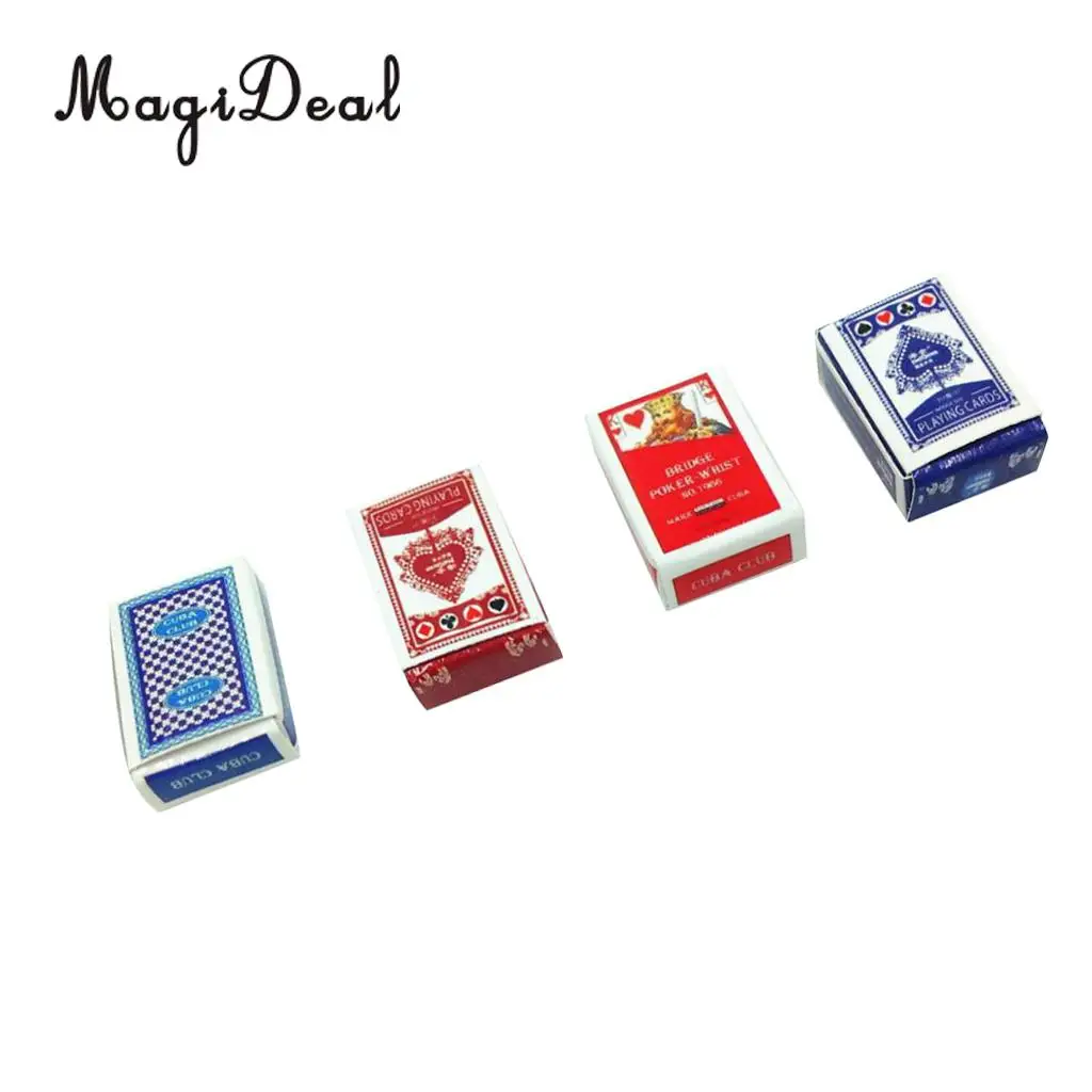 MagiDeal 2Sets Games Poker Paper Playing Cards 1/12 Miniature for Dollhouse Sitting Room Livingroom Bedroom Decor Children Toy