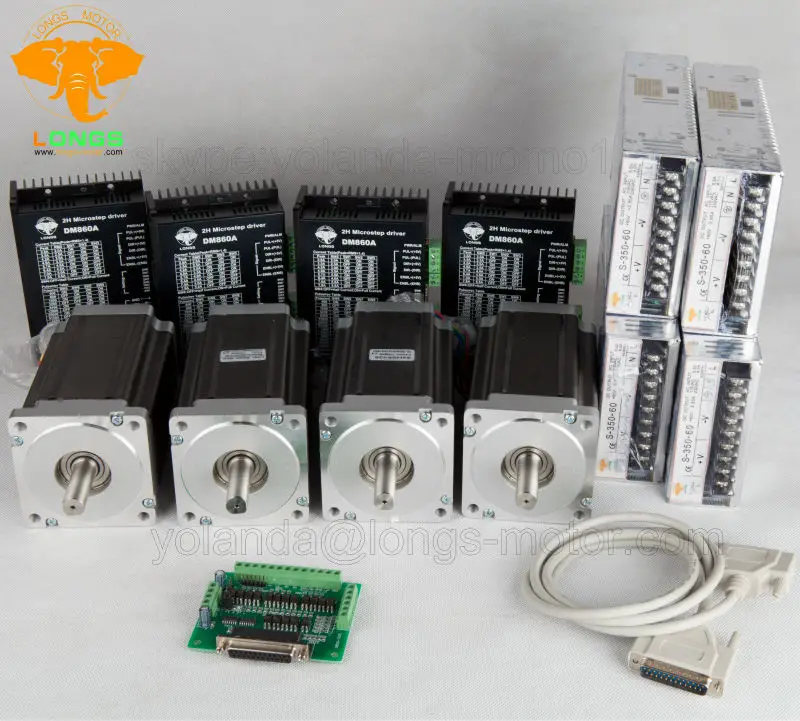 

4Axis Nema 34 Stepper Motor 1700oz.in 151mm 6A 2PHASE Stepper driver DM860A CNC Router Mill High Torque