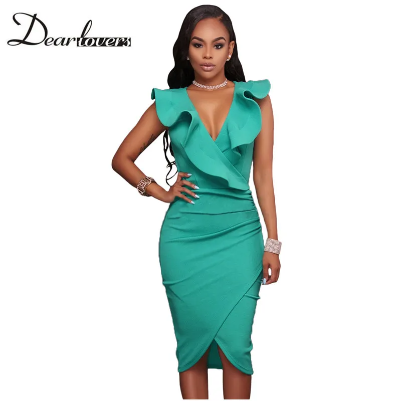 Turquoise-Ruffle-V-Neck-Bodycon-Midi-Dress-LC61474-4-20926_