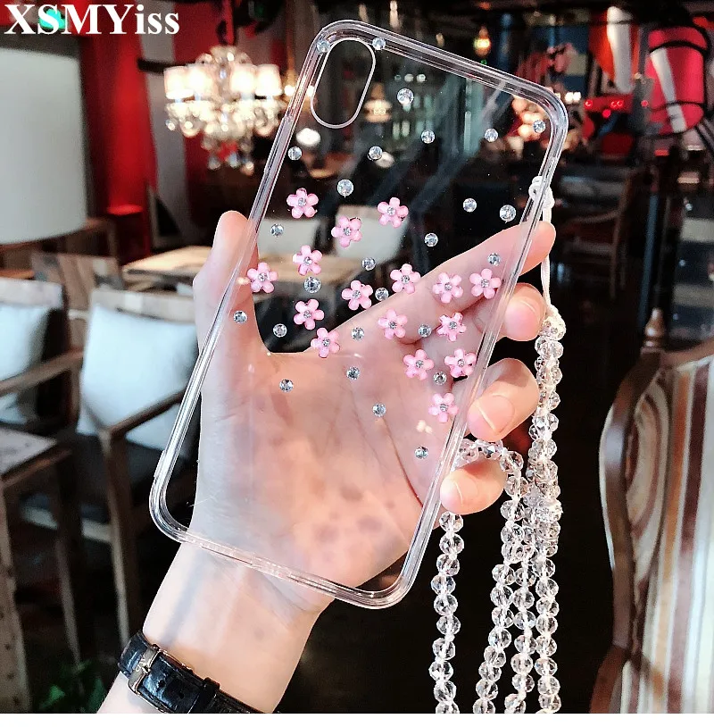 

XSMYiss Luxury DIY Diamond Flowers Bling Rhinestone Cases For Xiaomi mi 5S 6 8 Lite 9 SE 5X 6X A2 MAX2 MAX3 MIX3 Coque Fundas