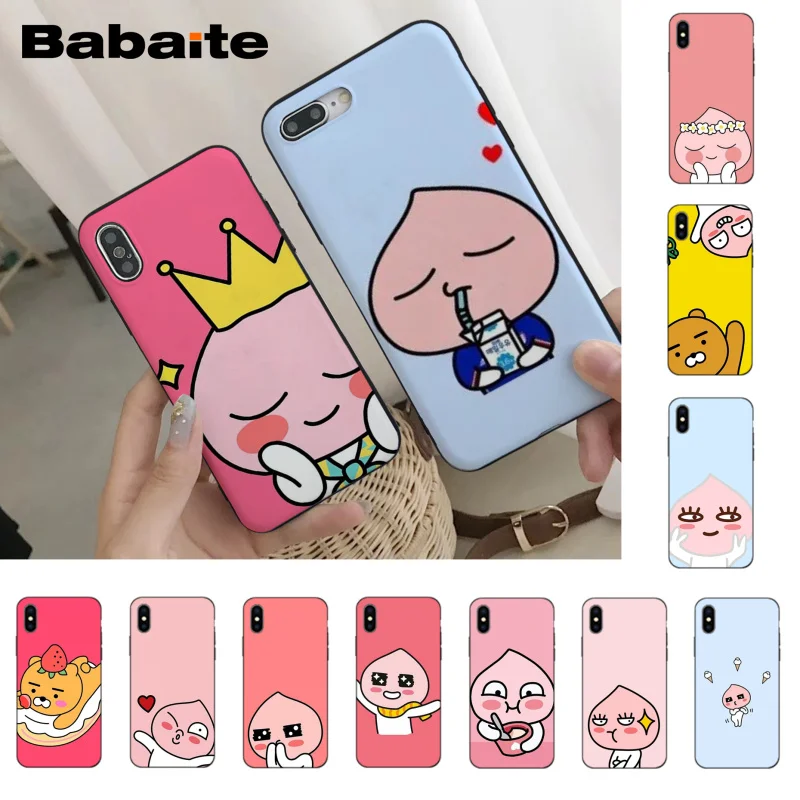 

Babaite cute kawaii kakao friends apeach Slim Unique Luxury soft tpu Silicon phone case for iPhone X Xs Xr XsMax 6 6s 7 8plus