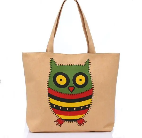 Owl Tote Bag Womens 2017 New Cute Shoulder Bags Canvas Shopping Bags