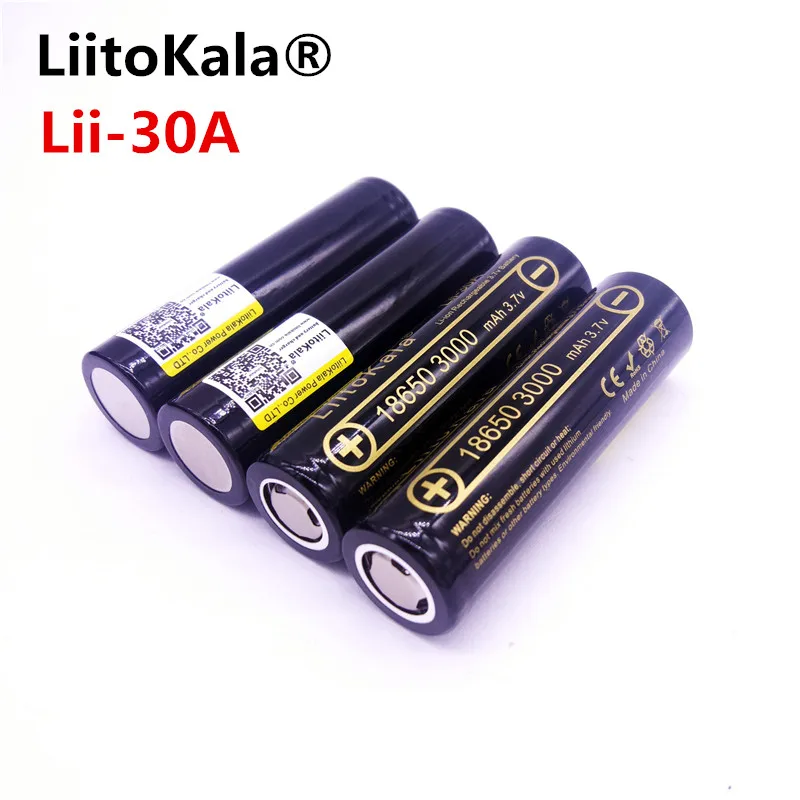 4 шт. HK LiitoKala Lii-30A 3 6 В 18650 3000 мАч аккумулятор для HG2 разряд 20A выделенный |