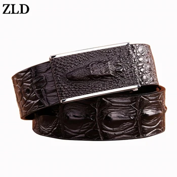 

ZLD 2018 New crocodile designer smooth buckle cow genuine leather luxury vintage belt High Quality cowboys waist Jeans strap