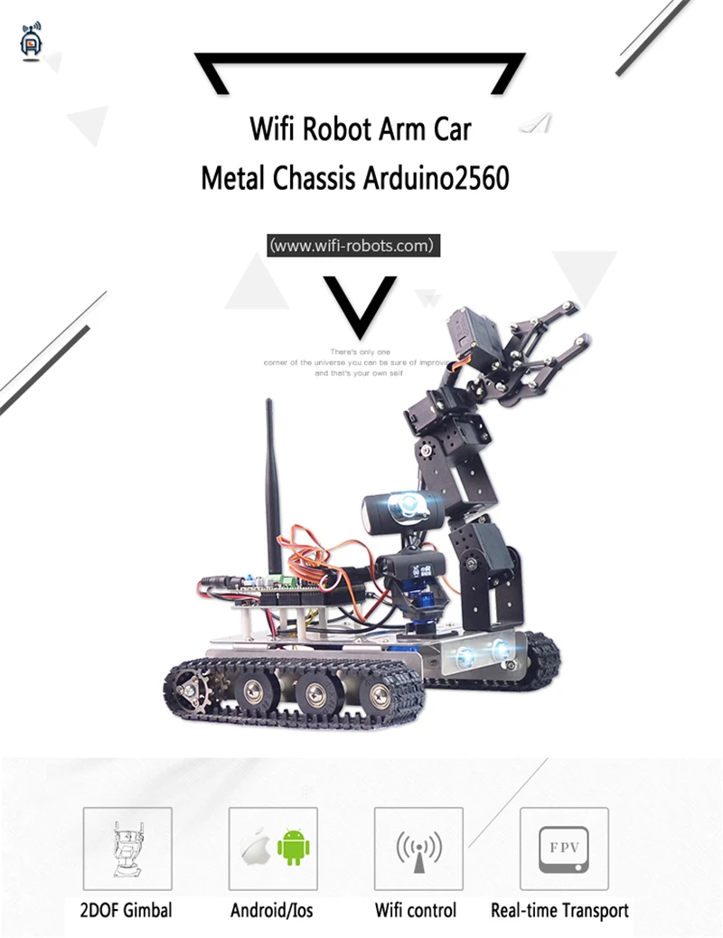 Xiao R GFS DIY Wifi робот Рука автомобиля Металлическое шасси для Arduino2560 доска