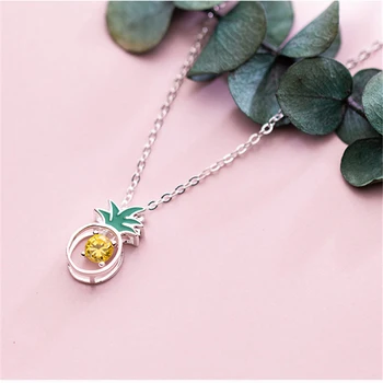 

Pineapple Pendants Necklace 925 Silver Kolye Charm Minimalism Vintage Boho Bijoux Femme Collier Necklace Women Joyas Jewelry