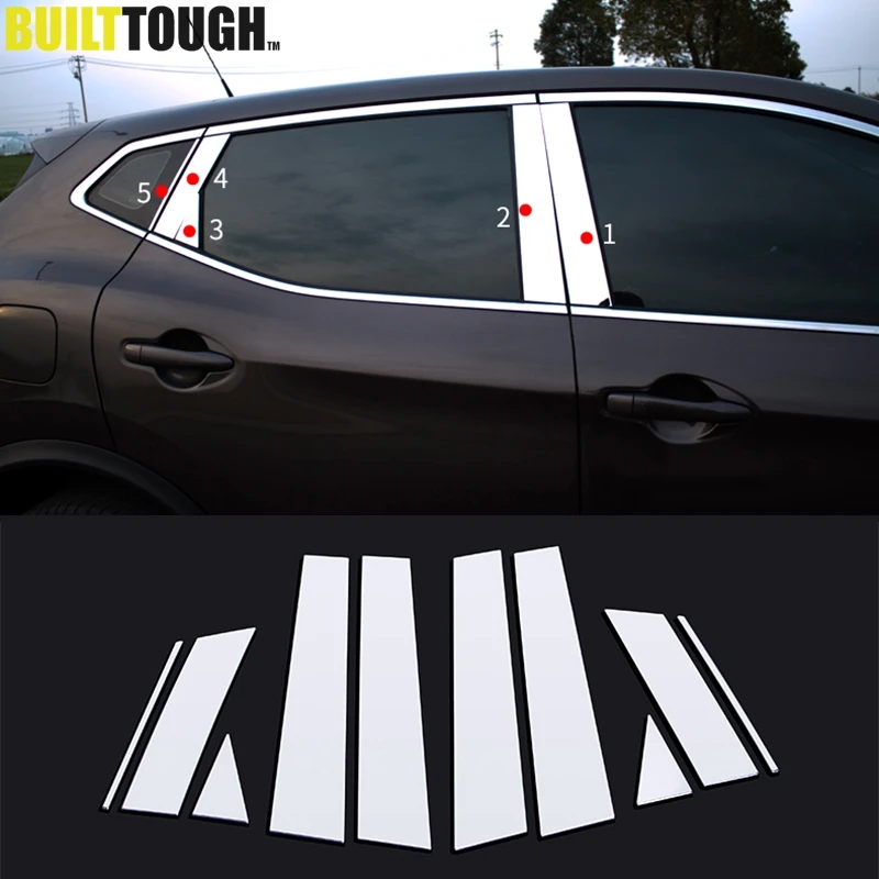 

Fit For Nissan Qashqai J11 2014 2015 2016 2017 Window Chrome Pillar Post Cover Trim Molding Garnish Accent Stainless Styling