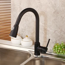 Кухня выдвижной кран 360 Поворотный вытащить носик черный смеситель струя воды поворачивается смесителя