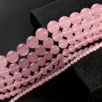 

1 Strand 4-14mm Pink Jades Charm Spacer Beads Natural Green Stone Round Beads DIY Jewelry Making Findings Women Birthday Gift