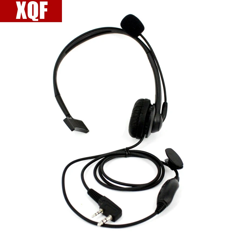 XQF Hot Black 2 Pin Headphone Headset with Swivel Boom Mic for Kenwood Baofeng TYT Two Way Radio
