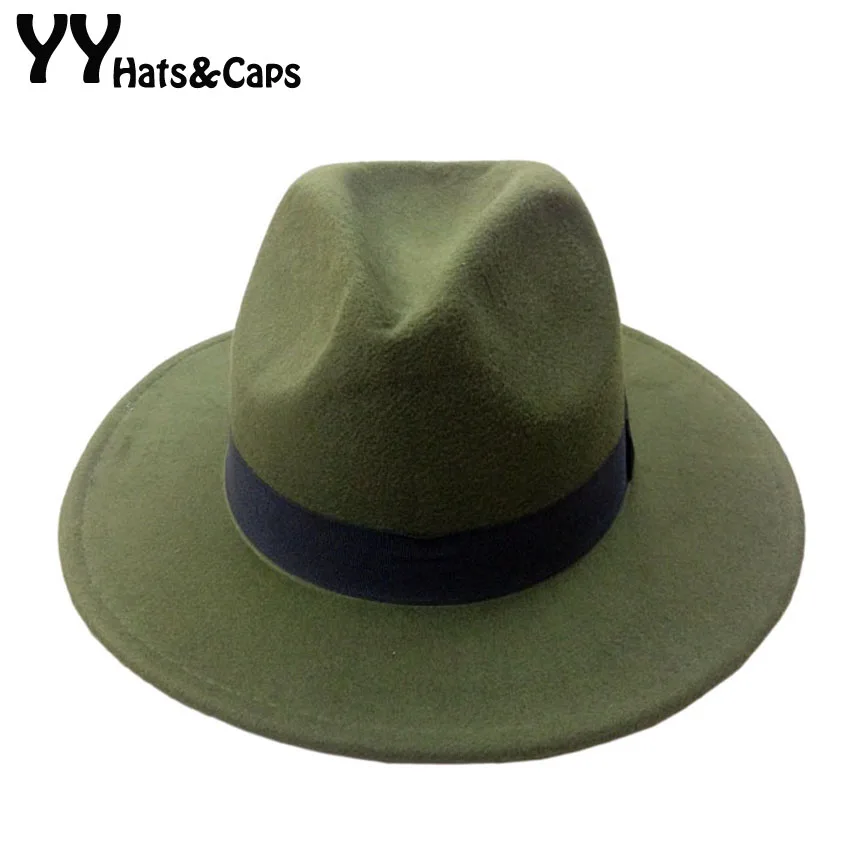 14 цветов шерстяные шляпы Трилби для мужчин и женщин Винтажная фетровая шляпа Панама Шляпы с черной лентой los sombreros de ala de lana YY0399