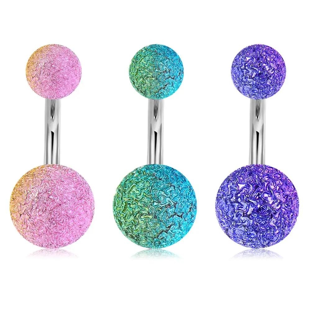 

JFORYOU 3PCS Super Short Petite Belly Button Rings 14G 1/4Inch 6mm Stainless Steel Navel Body Piercing Glitter Balls
