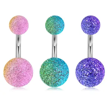 

JFORYOU 3PCS Super Short Petite Belly Button Rings 14G 1/4Inch 6mm Stainless Steel Navel Body Piercing Glitter Balls