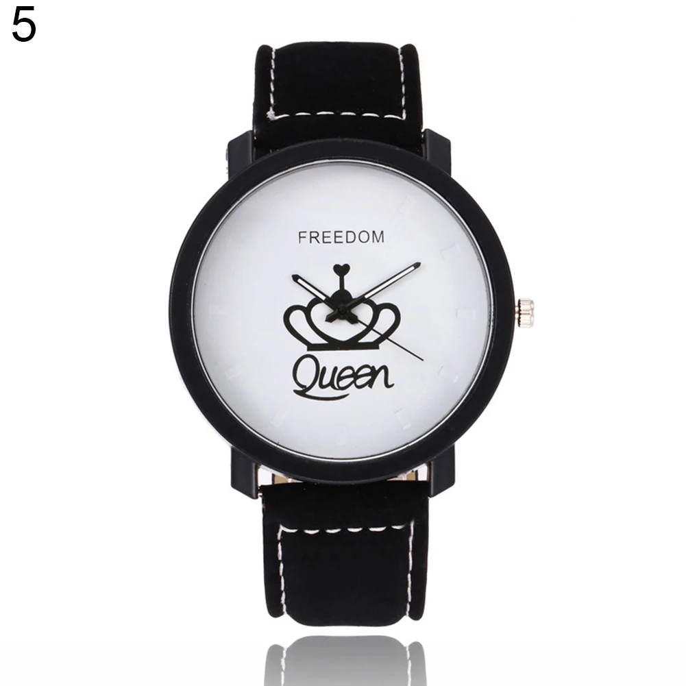 Новейшие парные часы queen King Crown Fuax кожаные Кварцевые аналоговые наручные часы с хронографом для мужчин и женщин reloj mujer zegarek damsk - Цвет: 5