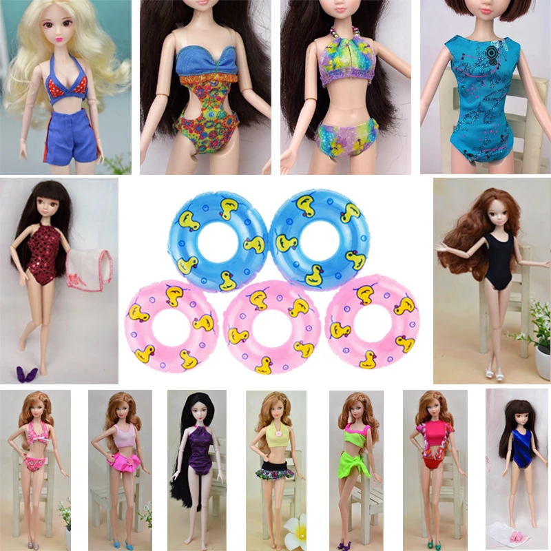 5 Pz Sexy Costumi Da Bagno Bikini Per Barbie Doll & 5 Pz Mini 1:6 Bambola Nuoto Boa Salvagente Per Barbie Doll Accessori
