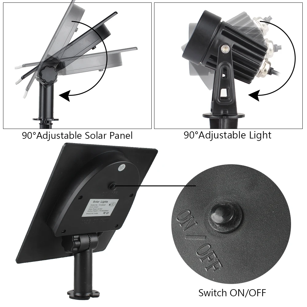 2 Вт солнечная панель, 2 лампы, разделенный выдвижной наружный зеленый Точечный светильник, ip65 класс, садовый пейзаж, водонепроницаемый солнечный светильник