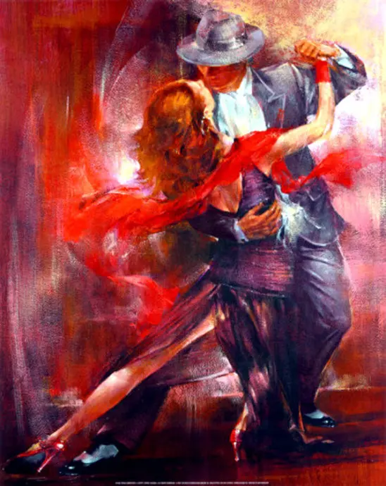 

Handpainted Model Flamenco Canvas Art Tango Dancing People Oil Painting Without Frame for Living Room