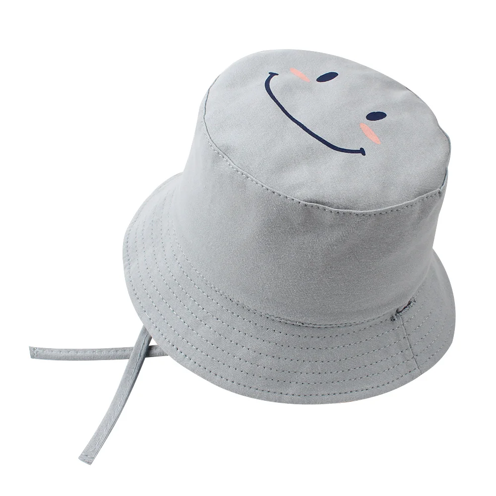 Fashion Smile Baby Bucket Hat 2 Side Use Cute Print Baby Hat For Girls Lace Up Wide Brim Boys Cap Autumn Baby Boys Clothing   (11)