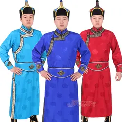 Новая мода монгольской длинный халат мужская одежда народный танец костюм в китайском национальном стиле платье мужской