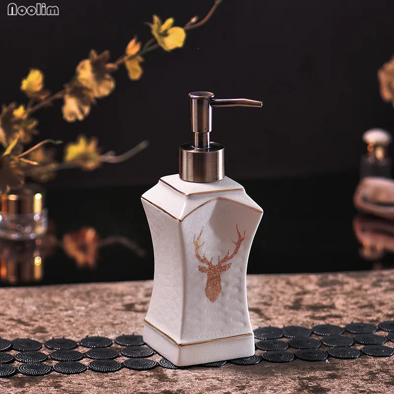 Soap Dispenser European Ceramic Hand Hand Sanitizer Bottle Shower Gel Shampoo Soap Empty Bottle Hotel Home Bathroom Lotion
