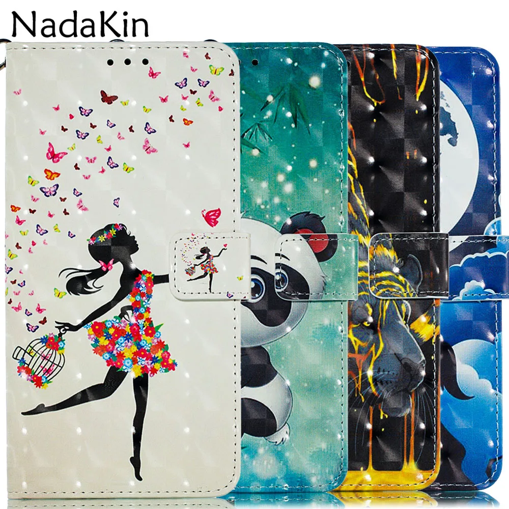 

3D Vision Painted Wallet Book Phone Case for iPhone X XS MAX XR 6 6S 7 8 Plus Leather Cover Shell With Card Money Slots