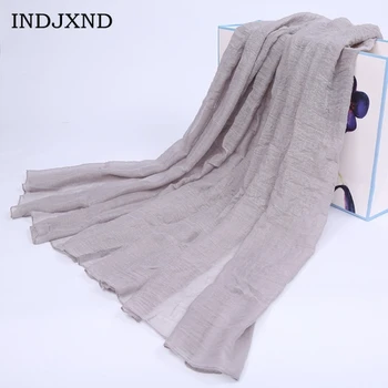 

INDJXND New Autumn Winter Cotton Linen 20 Pure Color Scarves Women Scarf Warm 2017 Fashion Monochrome Soft Shawl Female Wraps