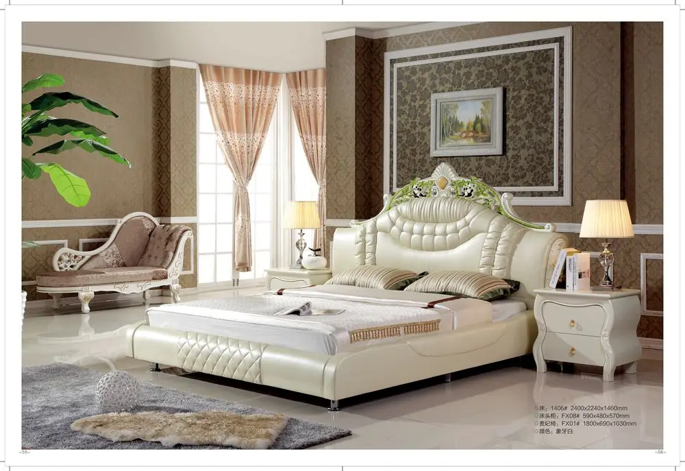 High quality king bed with beside table from foshan furniturebed king
