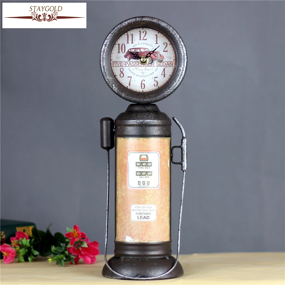 

Nozzle Shape Metal Crafts Creative Clock Watch Home Decoration Gift Table Vintage Table Clock