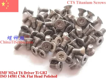 

Titanium screw M2X4 Flat head Torx T6 Driver ISO 14581 Ti GR2 Polished 50 pcs