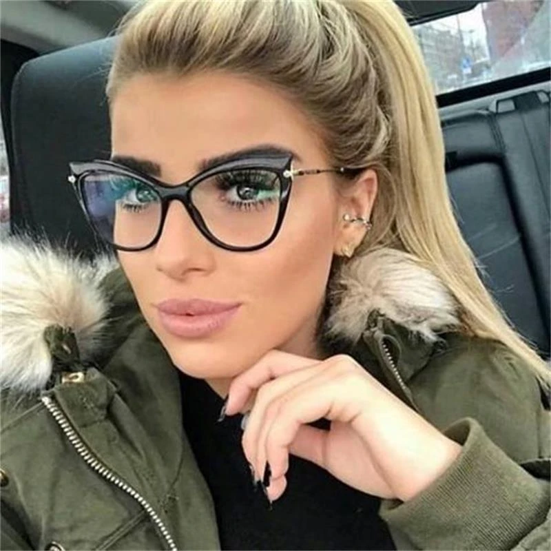 Montura negra Sexy para gafas anteojos falsos a la moda miopía, gafas de diseñador marca, marcos de gafas de ojo de gato|Las mujeres gafas de Marcos| - AliExpress