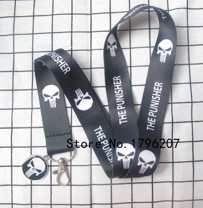 

1PCS Cartoon Punisher Pendant Neck Strap Lanyard Mobile Phone Charms Key Chain ID Badge Key Chains LT-3