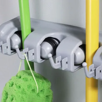 

Popular Kitchen Wall Mounted Hanger Storage Rack 3-5 Position Kitchen Mop Brush Broom Organizer Holder Tool TN99