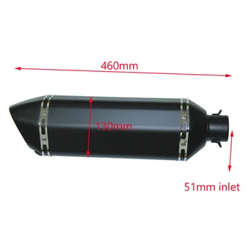 

51mm Inlet Moto Exhaust 46cm Moto Exhaust Muffler Pipe escape moto Silencer Fit CB600 KTM690 Ducati 848 ER6N Z750 Z800